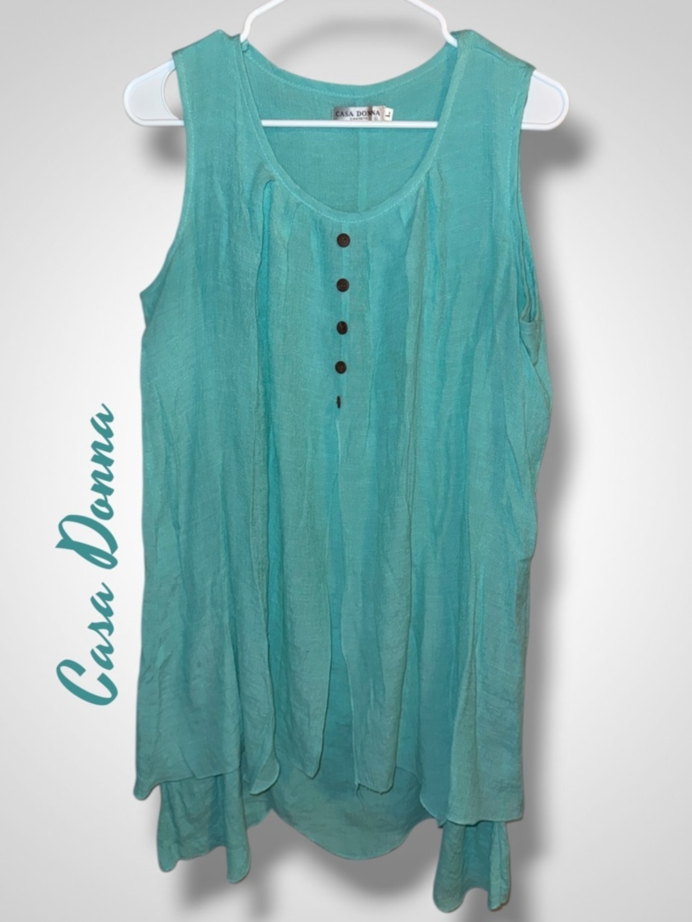 🌺Casa Donna Aqua Flowy Sleeveless Mini Dress